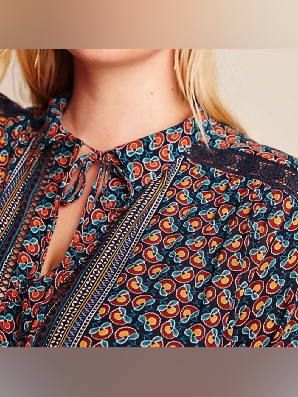 Anthropologie Maeve Janie Flounced Peasant Blouse Boho Floral Cottagecore - 12 - Picture 2 of 12